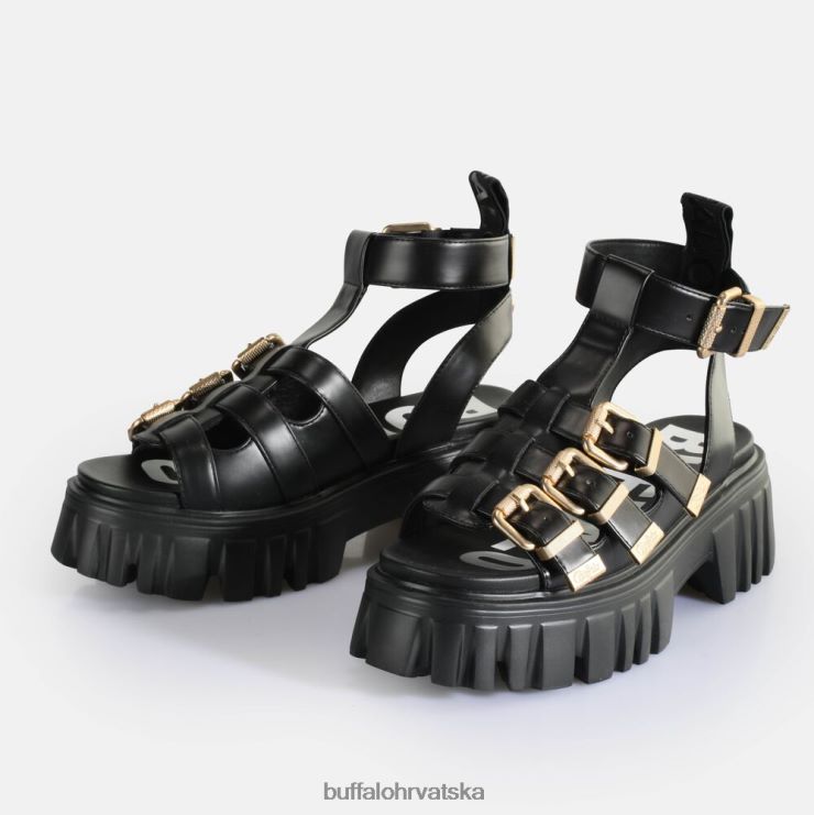 crno Buffalo veganske sandale s platformom lavlji zubi |sandale TDD6T159